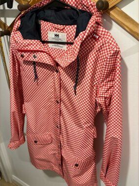 HELLY HANSEN GINGHAM PRINT RAIN COAT Large